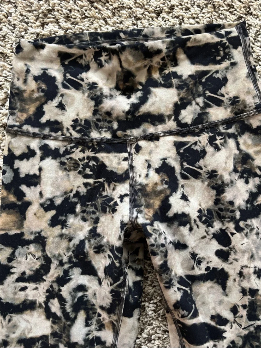 lululemon athletica Black, Cream & Tan Tie-Dye Leggings